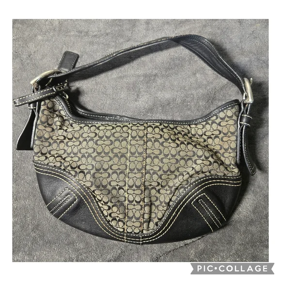 Coach Black and Gray Shoulder Bag with Leather Accents - Picture 2 of 3